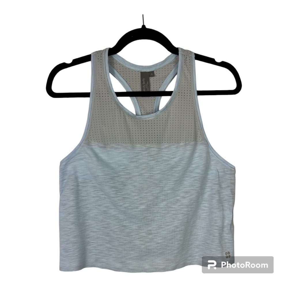 Sweaty Betty Light Blue & Gray Crop Tank Sz S